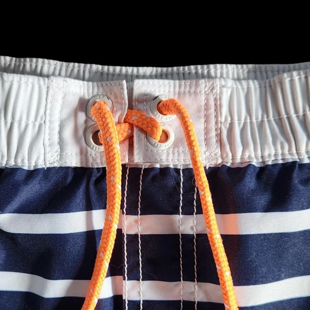 Nautical Striped Swim Trunks Navy White Orange 4T Gap Kids Boys